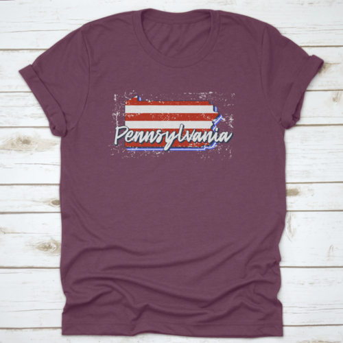 American Flag In Pennsylvania State Map. Vector Grunge Style With