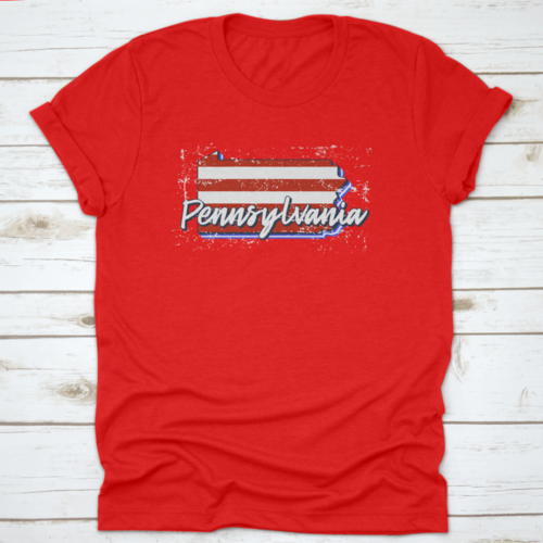 American Flag In Pennsylvania State Map. Vector Grunge Style With
