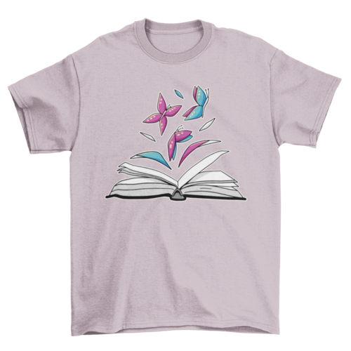 Butterflies in book t-shirt