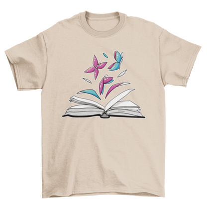 Butterflies in book t-shirt