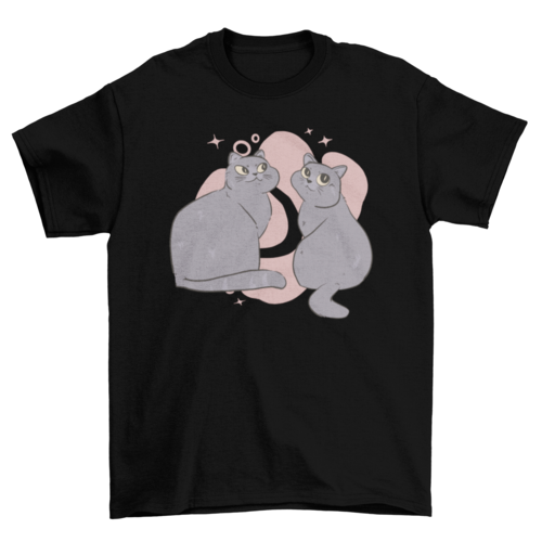 Cute grey cats animals t-shirt design
